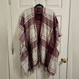 Banana Republic Cashmere And Wool Blend Red And Cream Plaid Wrap/Shawl